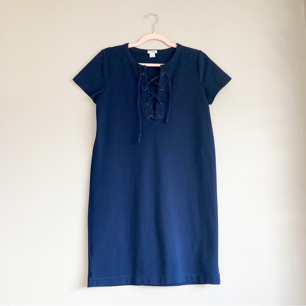 J. Crew Lace Up Front Navy Dress